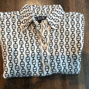 J Crew Cream button down shirt with Black Pattern - Size XXS